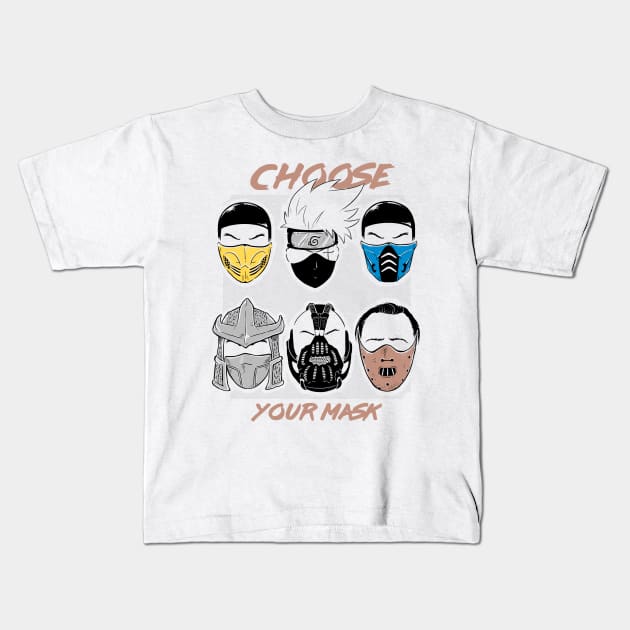 Choose Your Mask Kids T-Shirt by UmbertoVicente